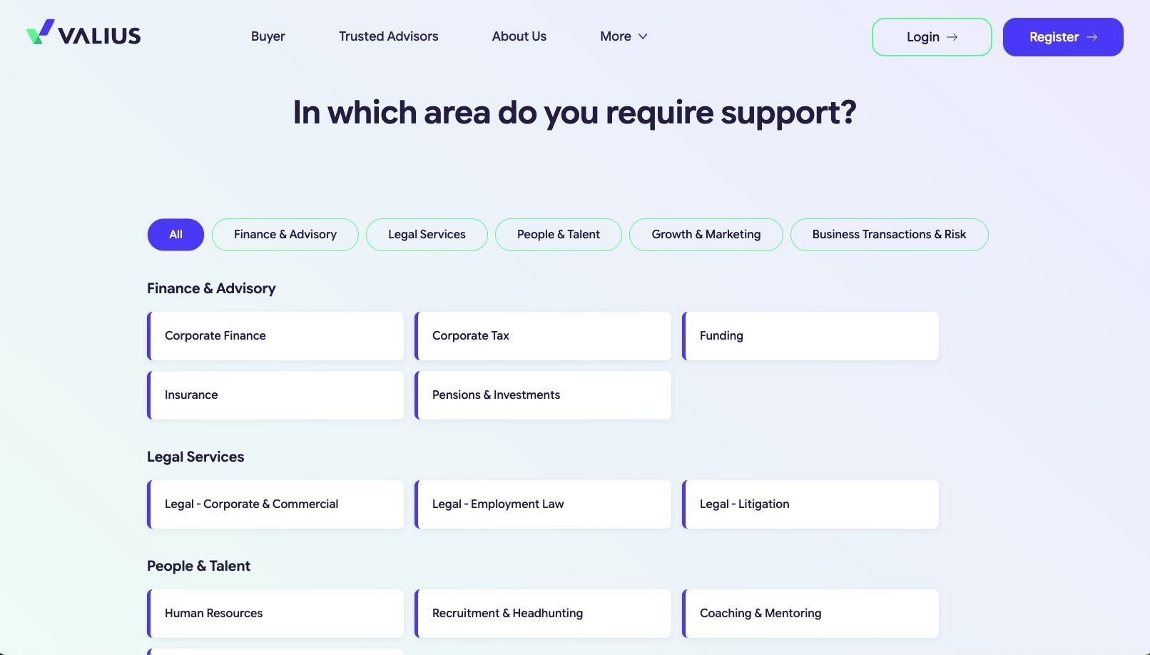 valius-advisor-support-categories